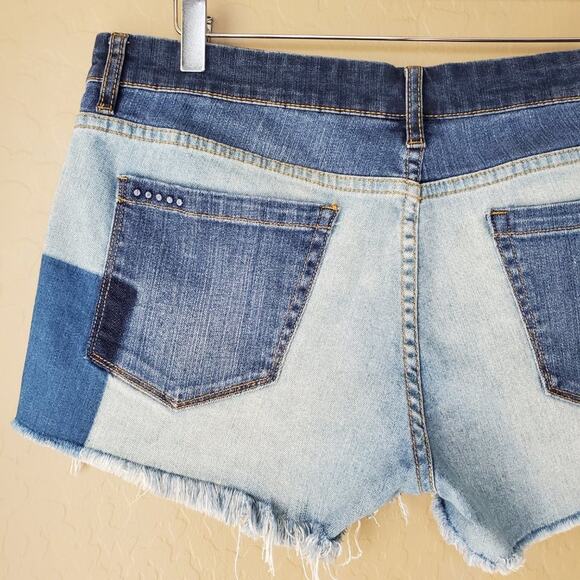 Blank NYC Cut Off Patchwork Denim Shorts - Picture 6 of 9